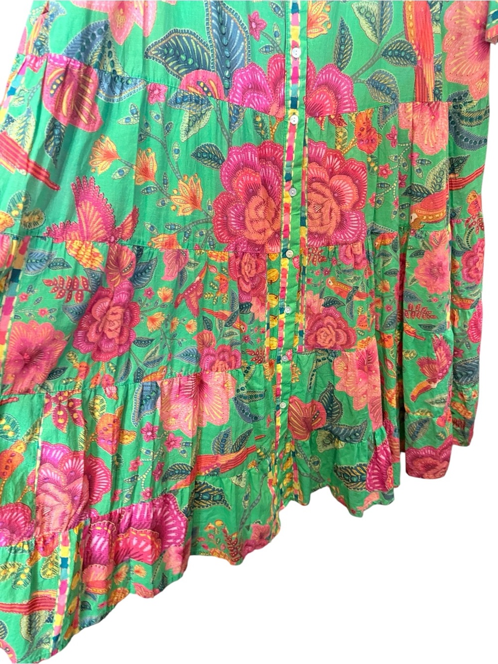 Be Boho Tropical Bold Colorful Maximalist Drop Waist Cotton Maxi Dress sz XXL - Picture 4 of 12